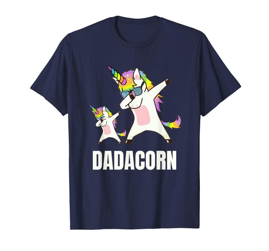 Dadacorn Daddy Unicorn Funny Dabbing Unicorn Dad and Baby T-Shirt