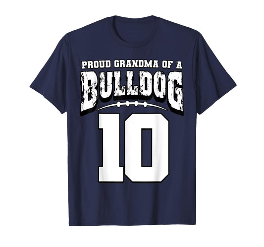 Proud Bulldog Football Grandma Of Player 10 T-Shirt