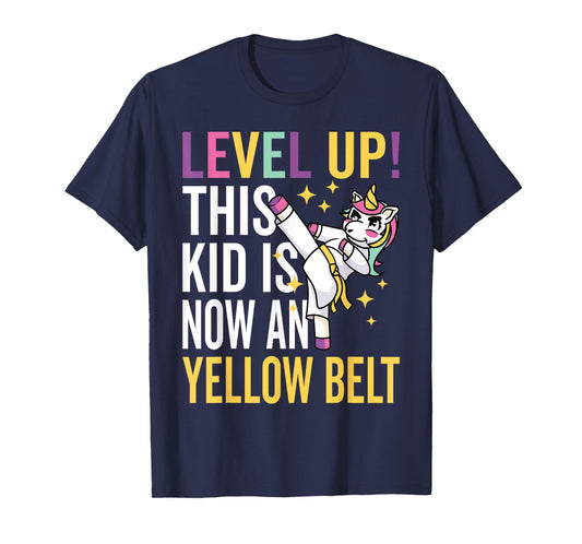 Karate Uniform Unicorn Level Up Yellow Belt Award Ceremony T-Shirt