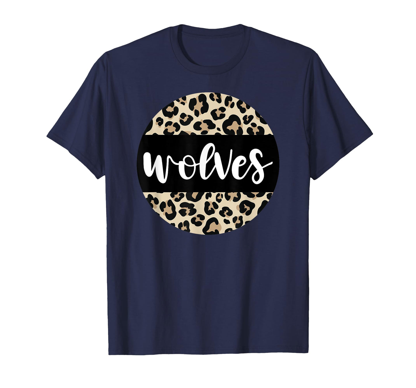 Leopard Print Wolves Team Mascot School Spirit Game Night T-Shirt