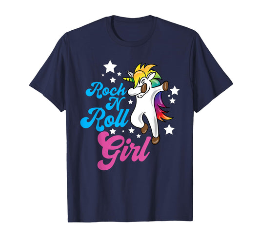 Funny Unicorn Rock n Roll Girl Shirt Rockin Musician Gift T-Shirt