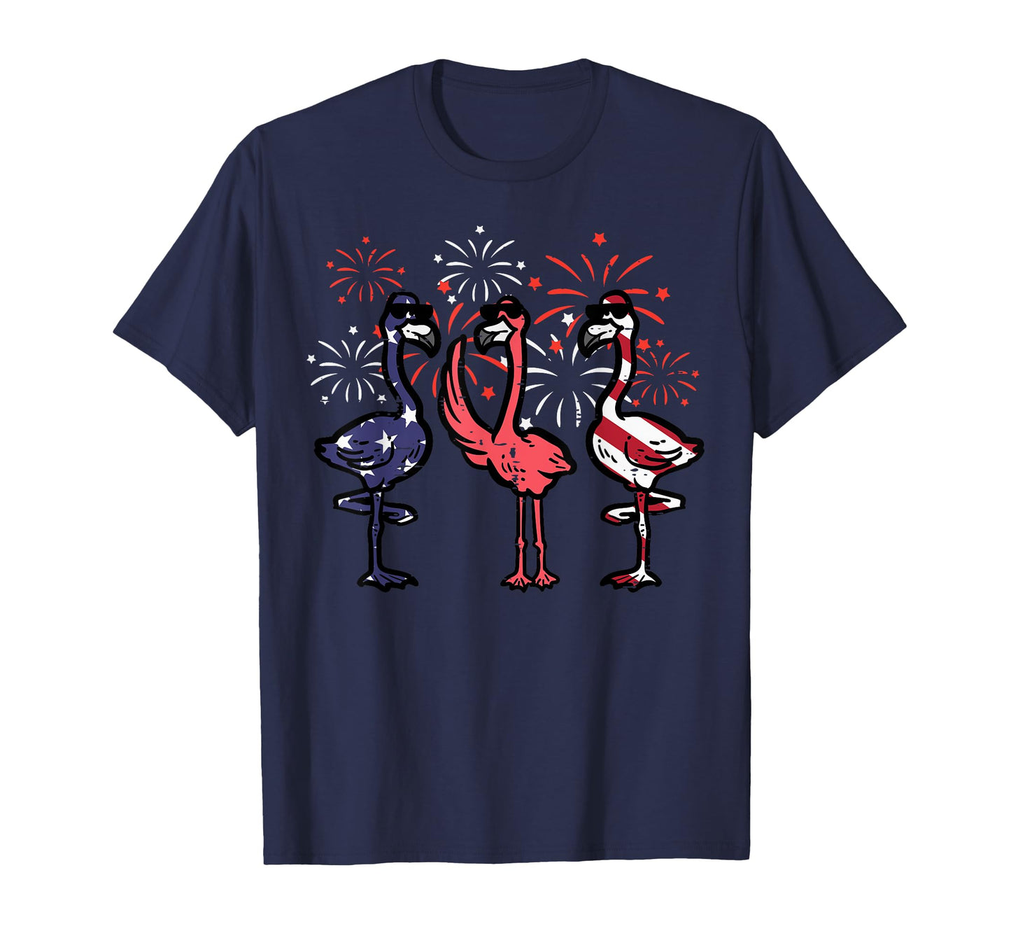 4th July American Flamingos US Flag Patriotic Men Women Kids T-Shirt