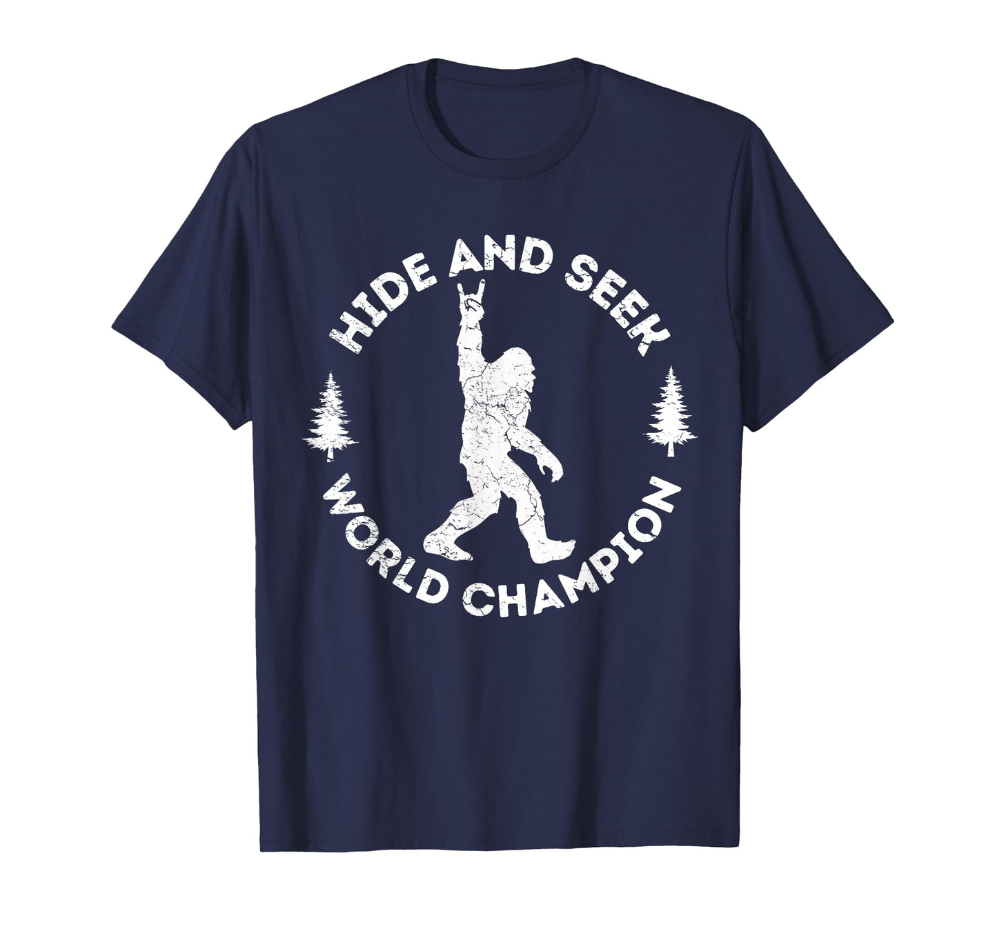 Bigfoot Hide And Seek Champion Funny Sasquatch Retro Vintage T-Shirt