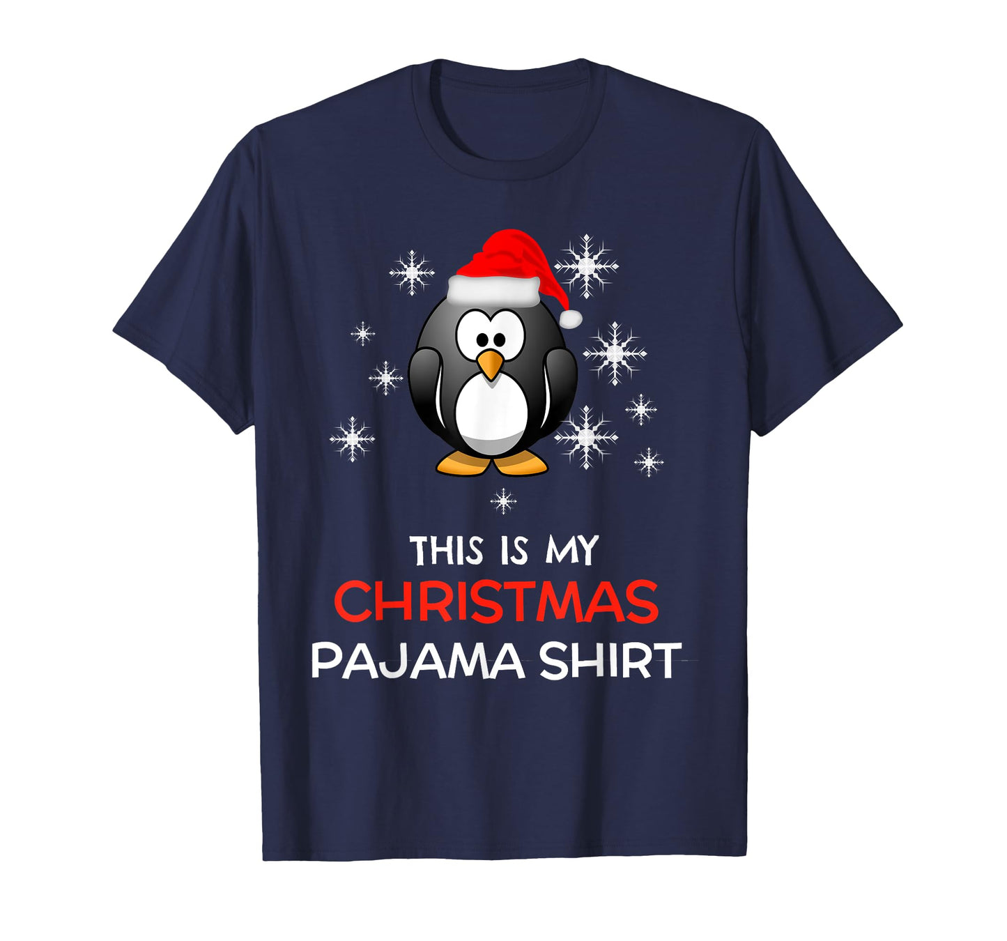 This is My Christmas Pajama Shirt Penguin Santa T-Shirt