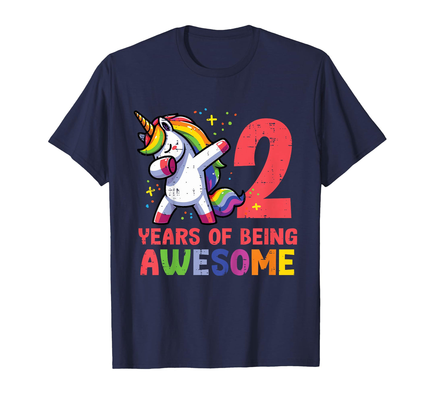 2 Years Of Being Awesome Unicorn Dab 2nd Birthday Girls Kids T-Shirt