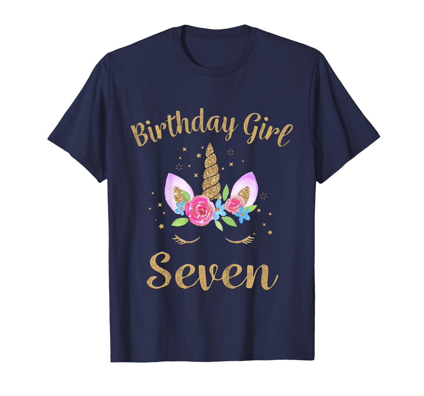 Kids 7 Year Old Birthday Girl Unicorn Shirt 7th Birthday Outfit T-Shirt