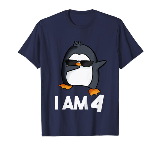 Penguin Birthday Shirt 4 Years Old Birthday Outfit Kids T-Shirt