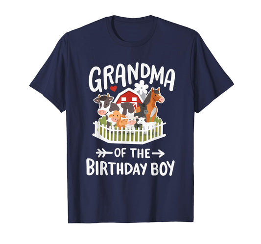 Grandma Of The Birthday Boy Farm Animal Bday Family Matching T-Shirt
