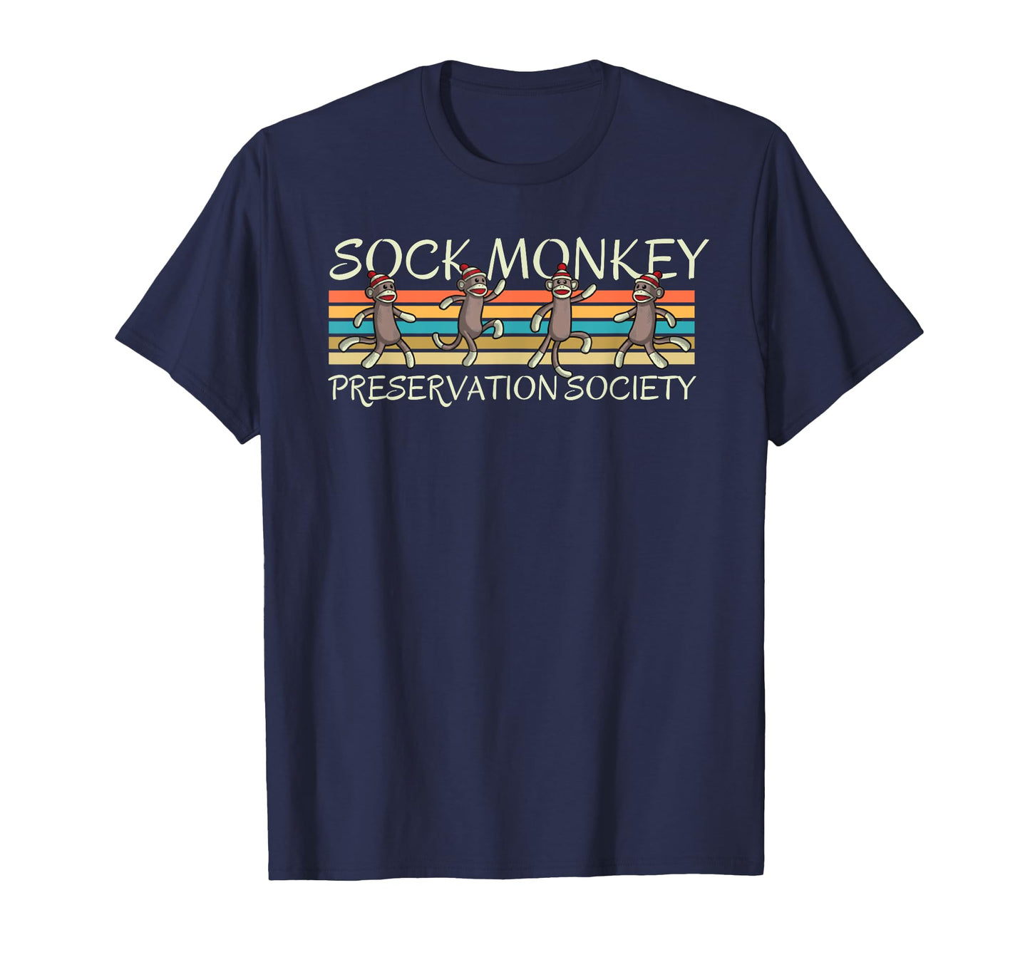 Sock Monkey Preservation Society Retro Vintage Stripes T-Shirt