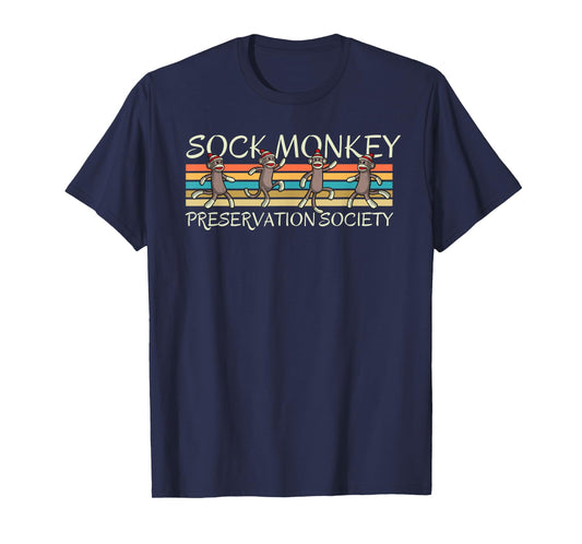 Sock Monkey Preservation Society Retro Vintage Stripes T-Shirt