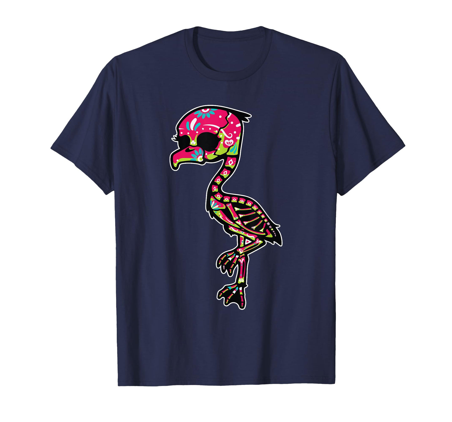 Flamingo Sugar Skull Dia De Los Muertos Mexican Day Of Dead T-Shirt