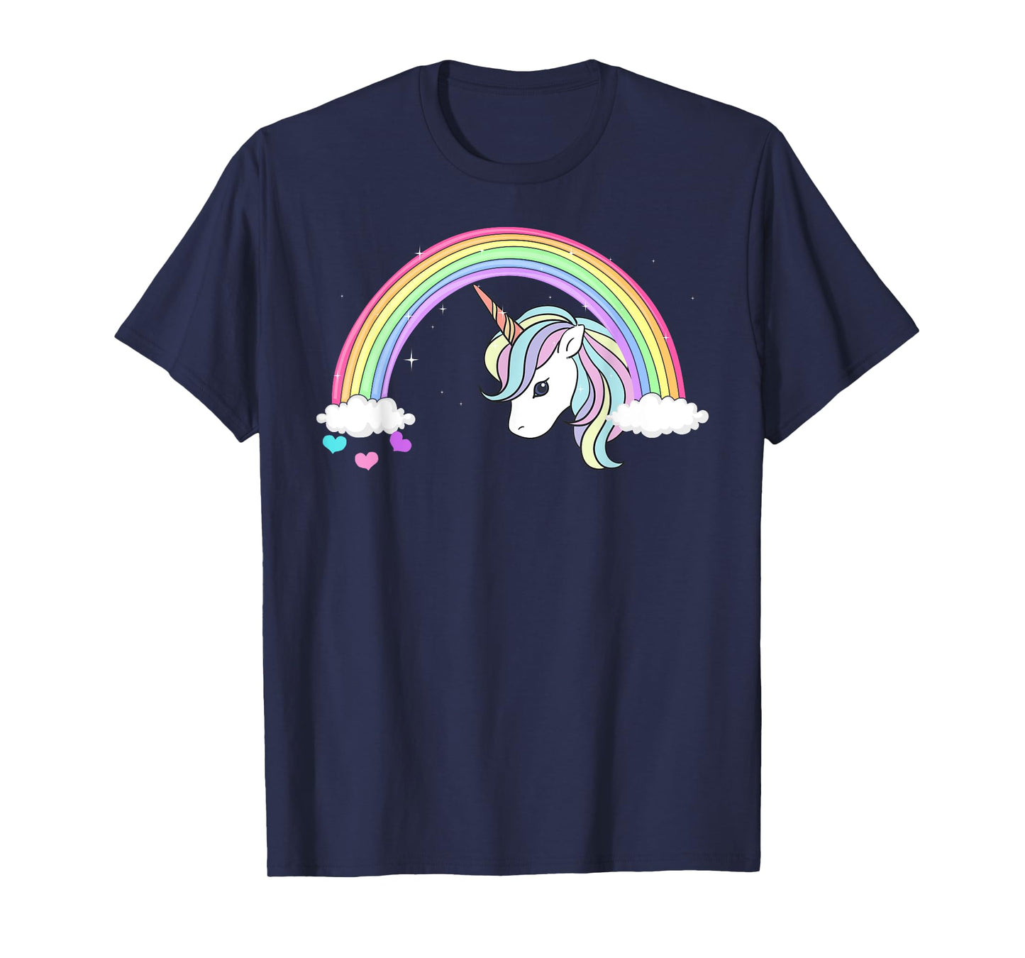 Unicorn Rainbow with Sparkles and Hearts no words wording T-Shirt