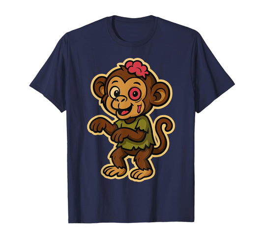 Funny Monkey in Zombie Costume for Kids Boys Girls Halloween T-Shirt