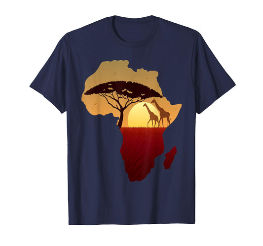 Africa T-Shirt Giraffe Map Dad South Animals Big Five Safari T-Shirt