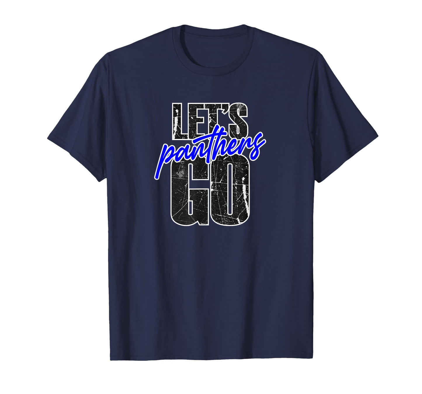 Go Panthers Mascot School Spirit Blue and Black T-Shirt