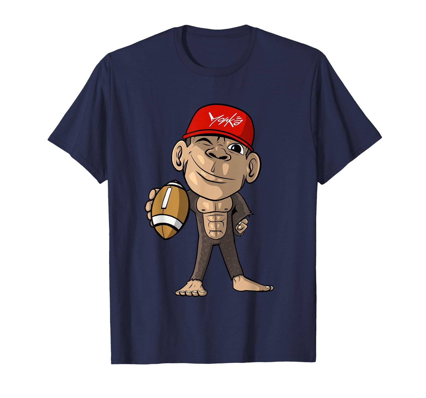 Cute Monkey with Football - American Football T-Shirt