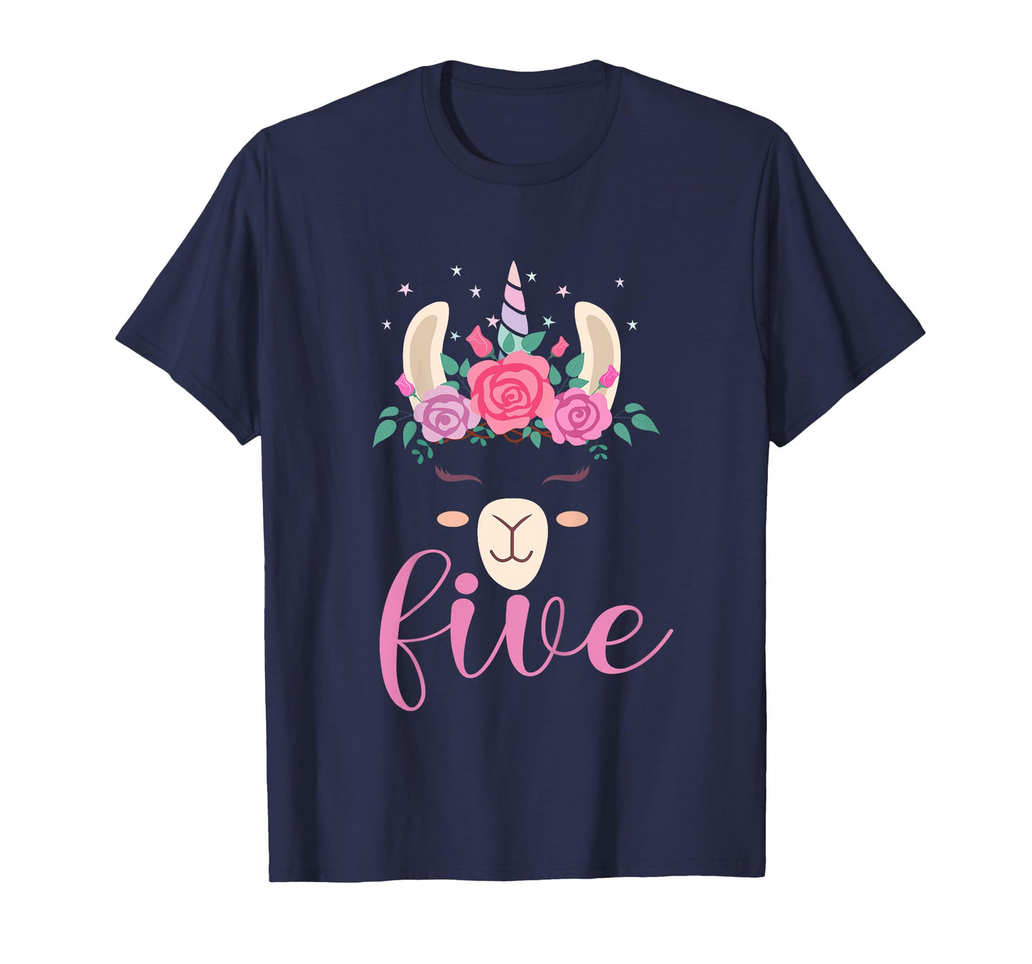 Kids 5 year Old Llamacorn Birthday Party Llama Unicorn 5th Gift T-Shirt