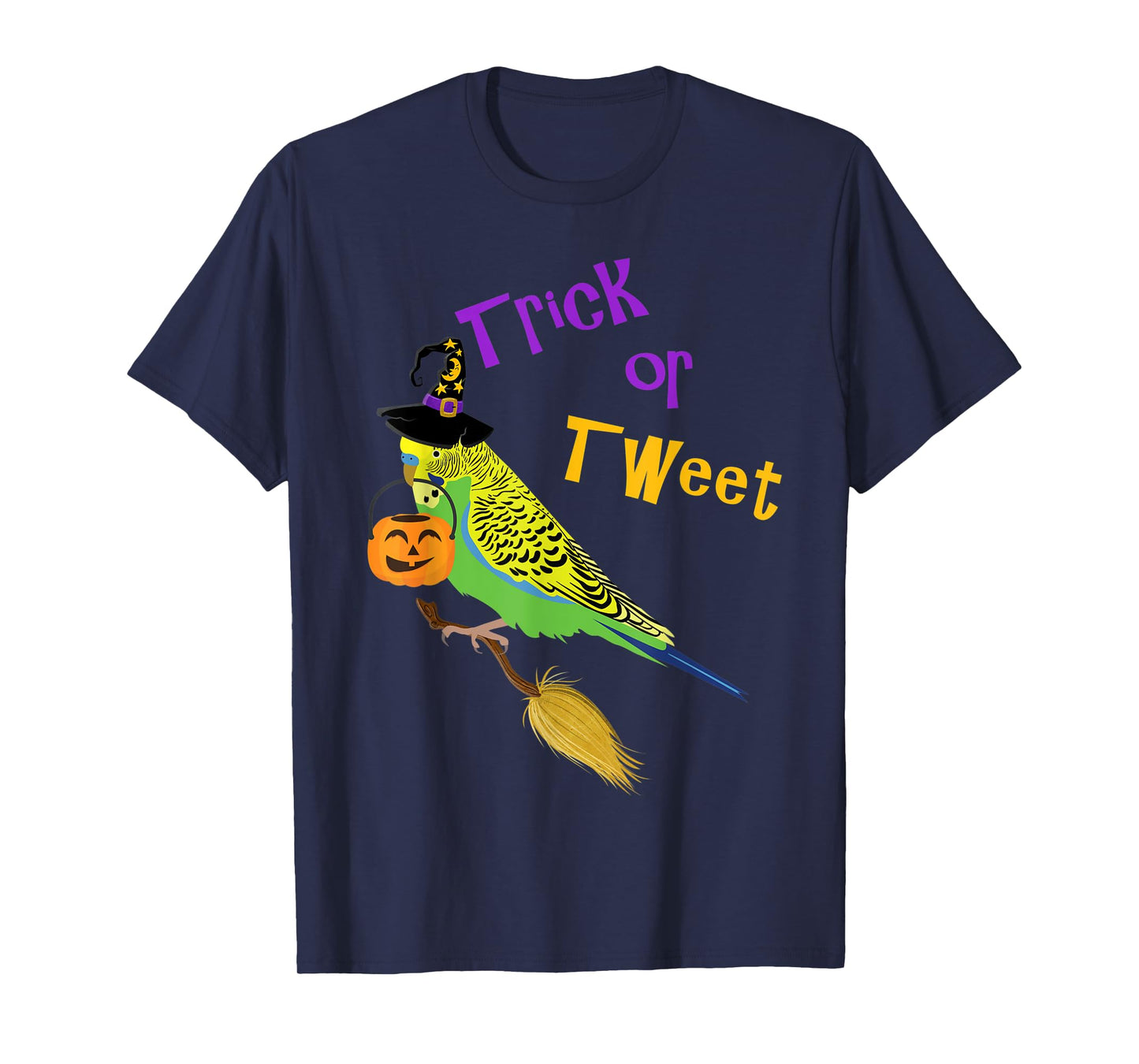 Halloween Trick or Tweet green budgie cute graphic bird T-Shirt