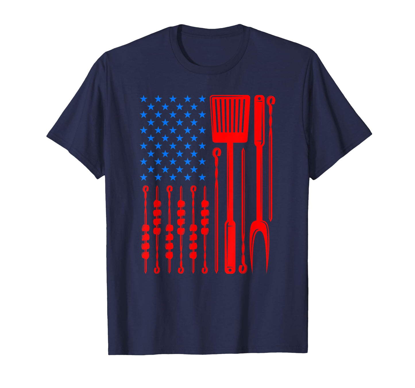 Barbecue Son Dad Husband Fathers Day Funny American Flag T-Shirt for Women Men