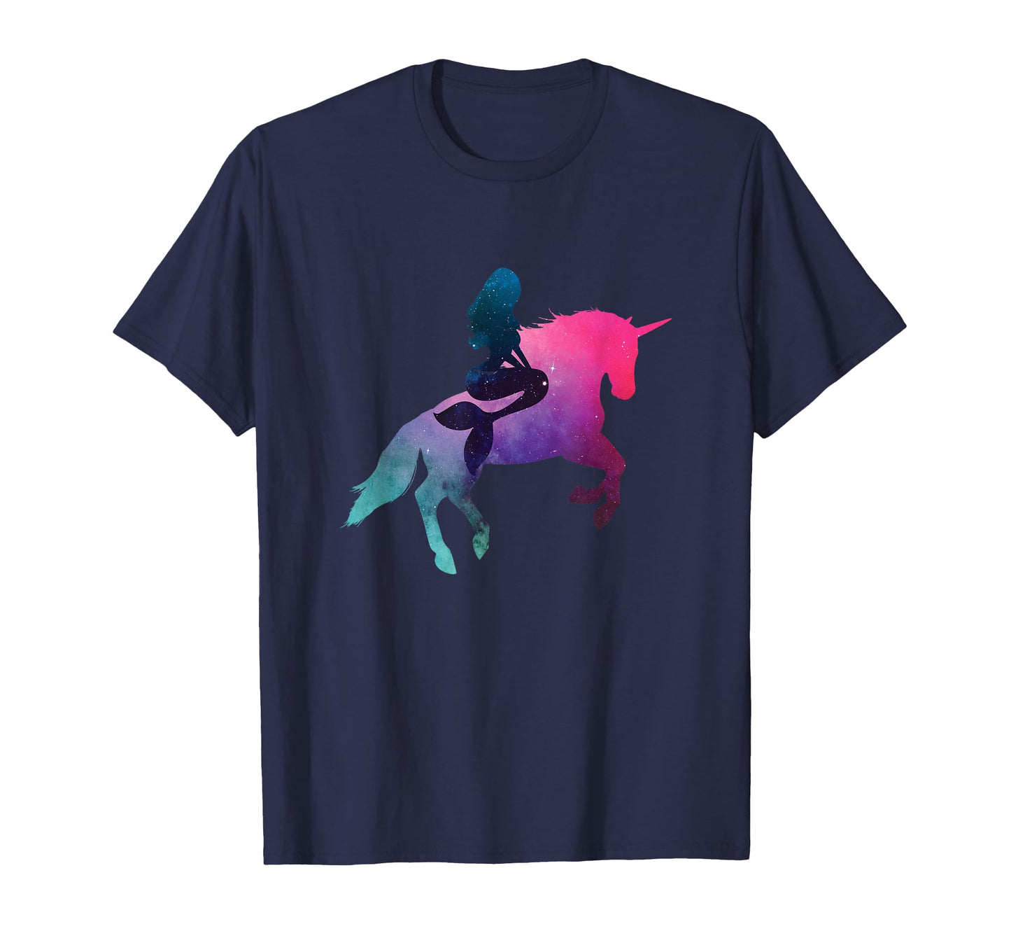 Galaxy Mermaid Riding Unicorn T-Shirt For Women And Kids T-Shirt