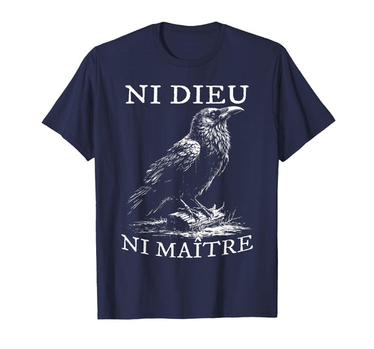 No God No Masters, Ni Dieu Ni Maitre, Retro Crow Bird T-Shirt