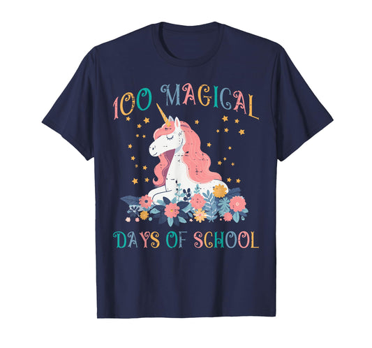 Unicorn 100 Magical Days School 100th Day Toddler Girls Kids T-Shirt