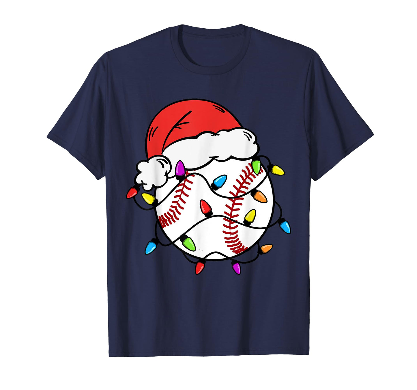 Baseball Santa Claus Hat Christmas Light Baseball Boys Kids T-Shirt