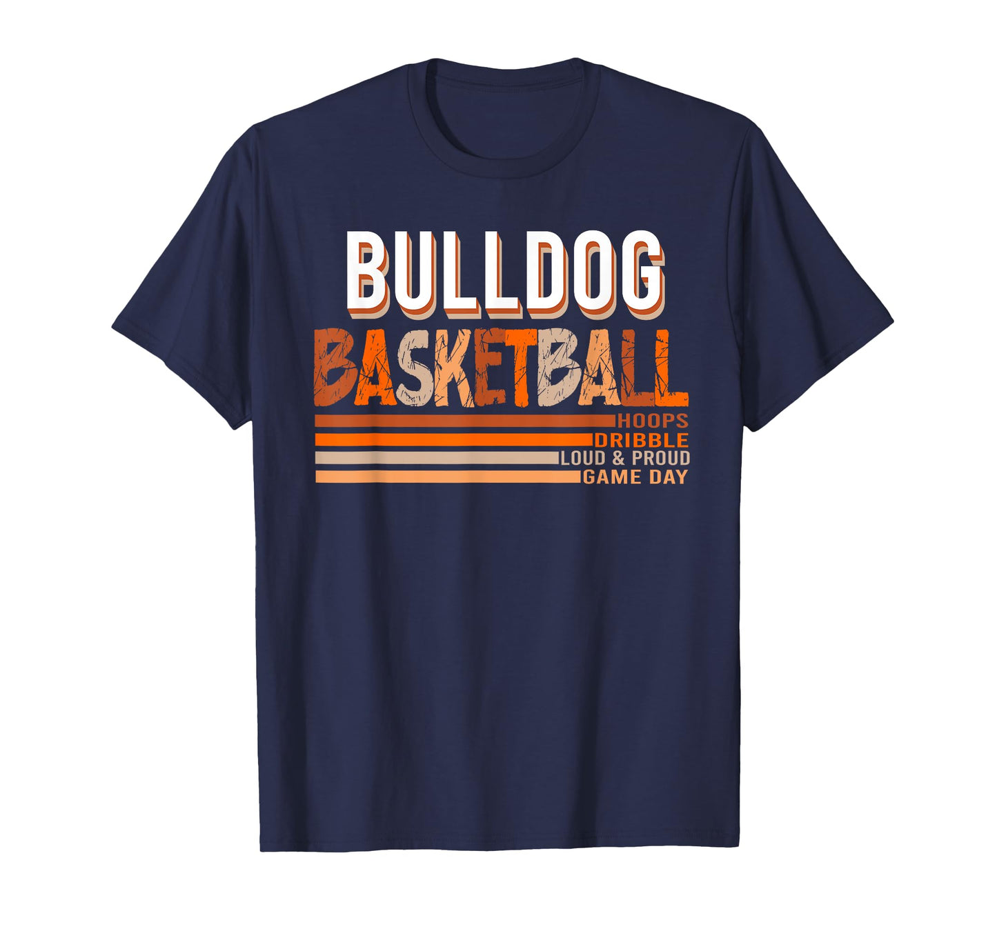 Bulldogs School Spirit Orange Black Retro Basketball Bulldog Men Women Kids T-Shirt