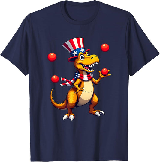 T Rex Dinosaur, July 4th, Patriotic, Juggling, Juggle T-Shirt
