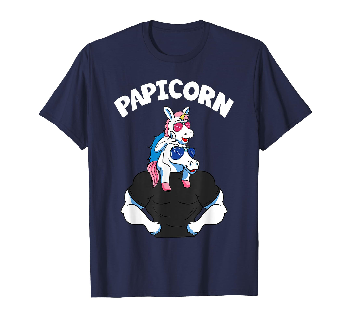 Papicorn 1 Kid Papi Pink Unicorn Hispanic Father Daughter T-Shirt