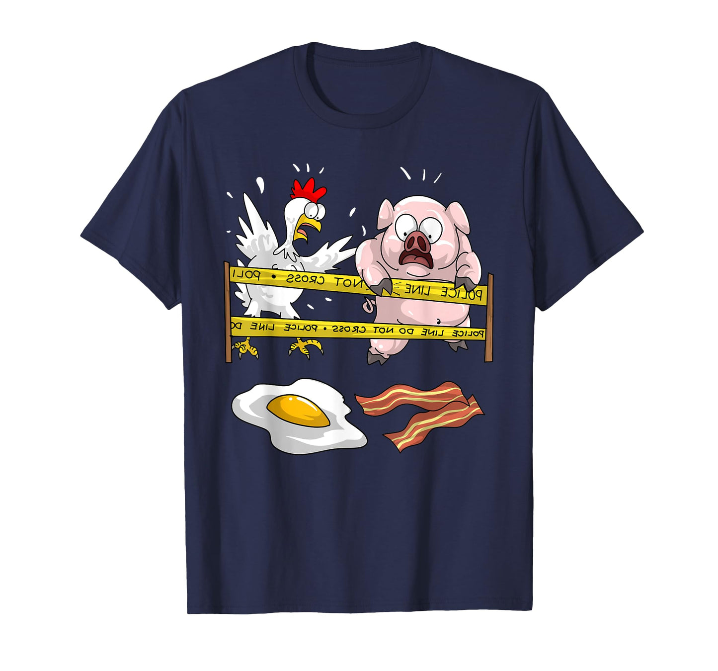 Cute Police Line Do Not Cross | Funny Chicken Pig Eater Gift T-Shirt