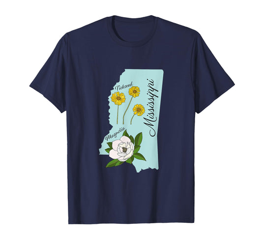 State of Mississippi Flower Magnolia & Wildflower Tickseed T-Shirt