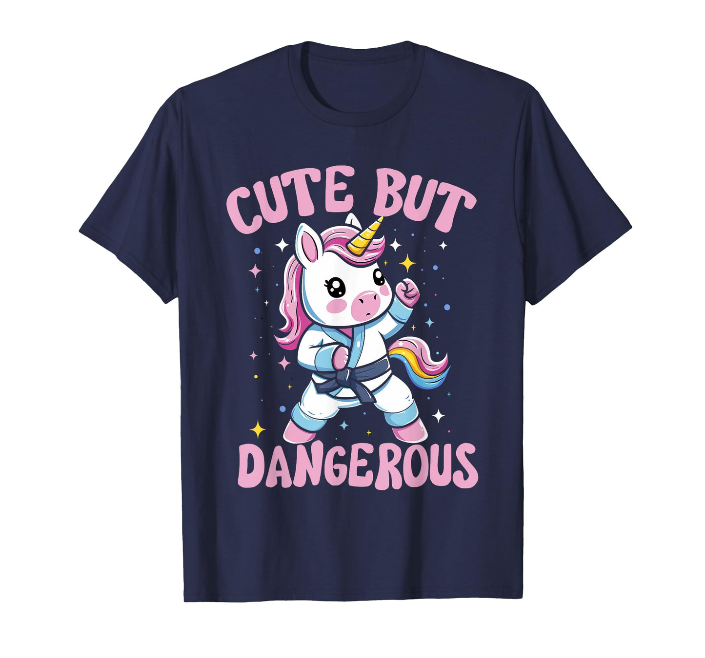 Cute But Dangerous Kawaii Unicorn Playing Karate Girls T-Shirt