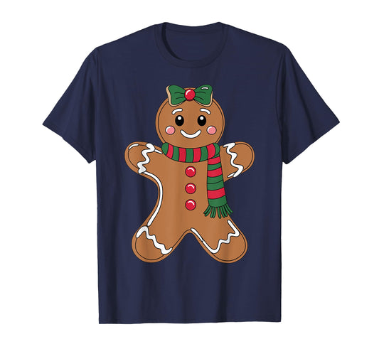 Cute Gingerbread with Bow Christmas Costume Xmas T-Shirt