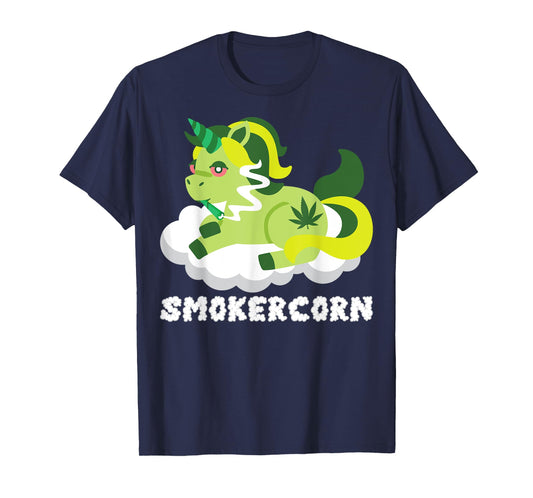 Smokercorn Unicorn 420 Weed Cannabis Marijuana Stoner Gift T-Shirt
