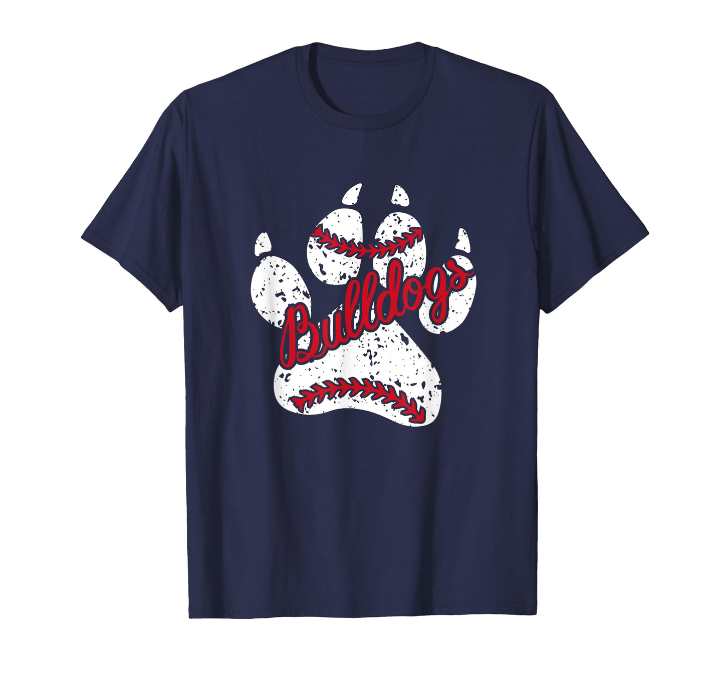 Go Bulldogs Pawprint School Mascot Spirit Baseball T-Shirt