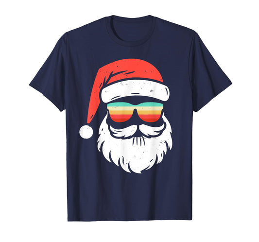 Retro Xmas In July Sunglasses Santa Summer Christmas In June T-Shirt