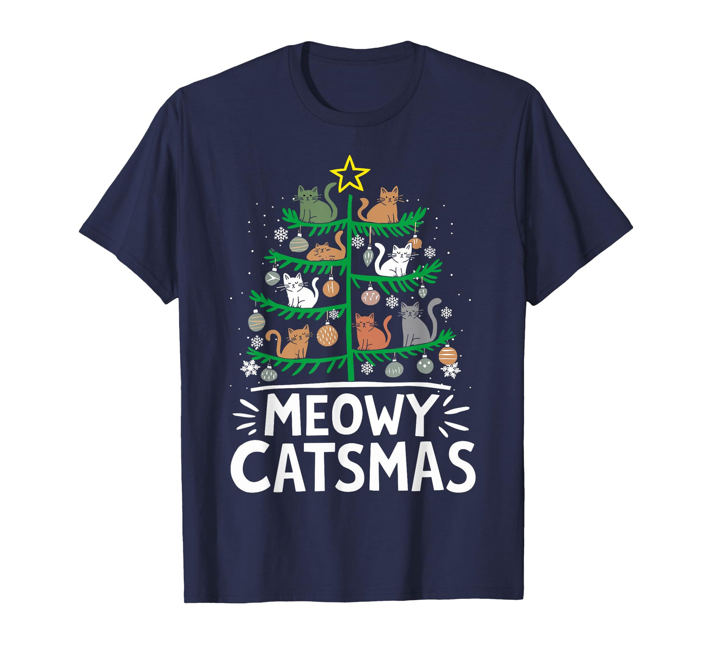 Meowy Catmas Cat Christmas Tree Xmas Funny Santa Cat T-Shirt
