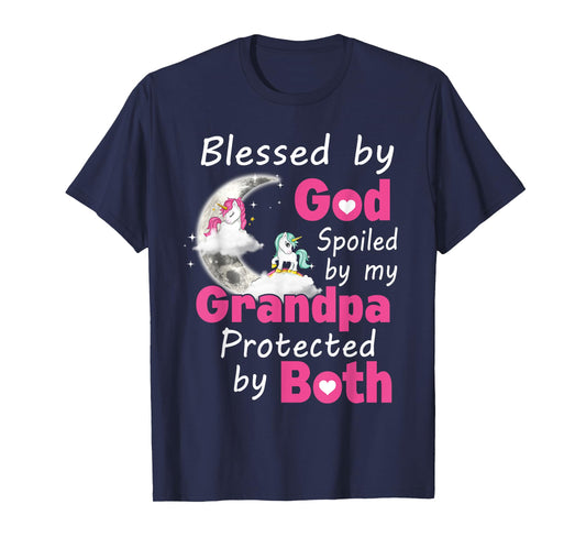 Blessed By God Spoiled By My Grandpa Protected By Both T-Shirt