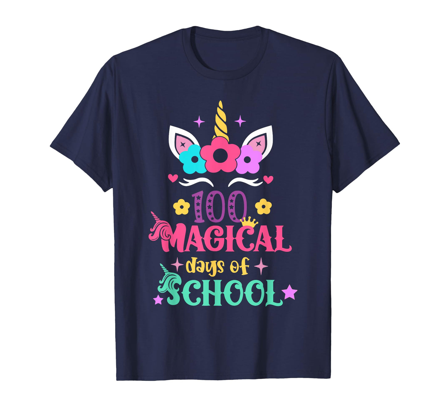100th Day of School Unicorn 100 Magical Days Women Girls T-Shirt