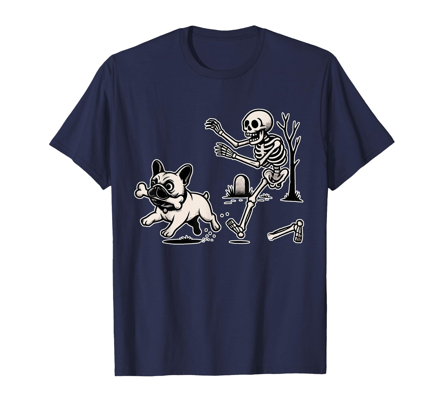 Funny Halloween French Bulldog Skeleton Spooky Season T-Shirt