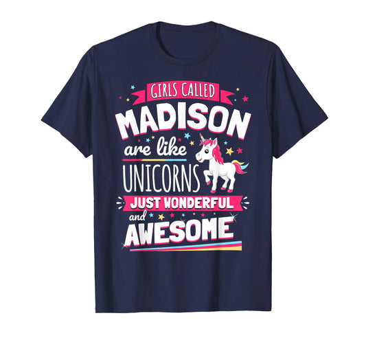 Madison Forename Prename First Given Name Unicorn T-Shirt T-Shirt