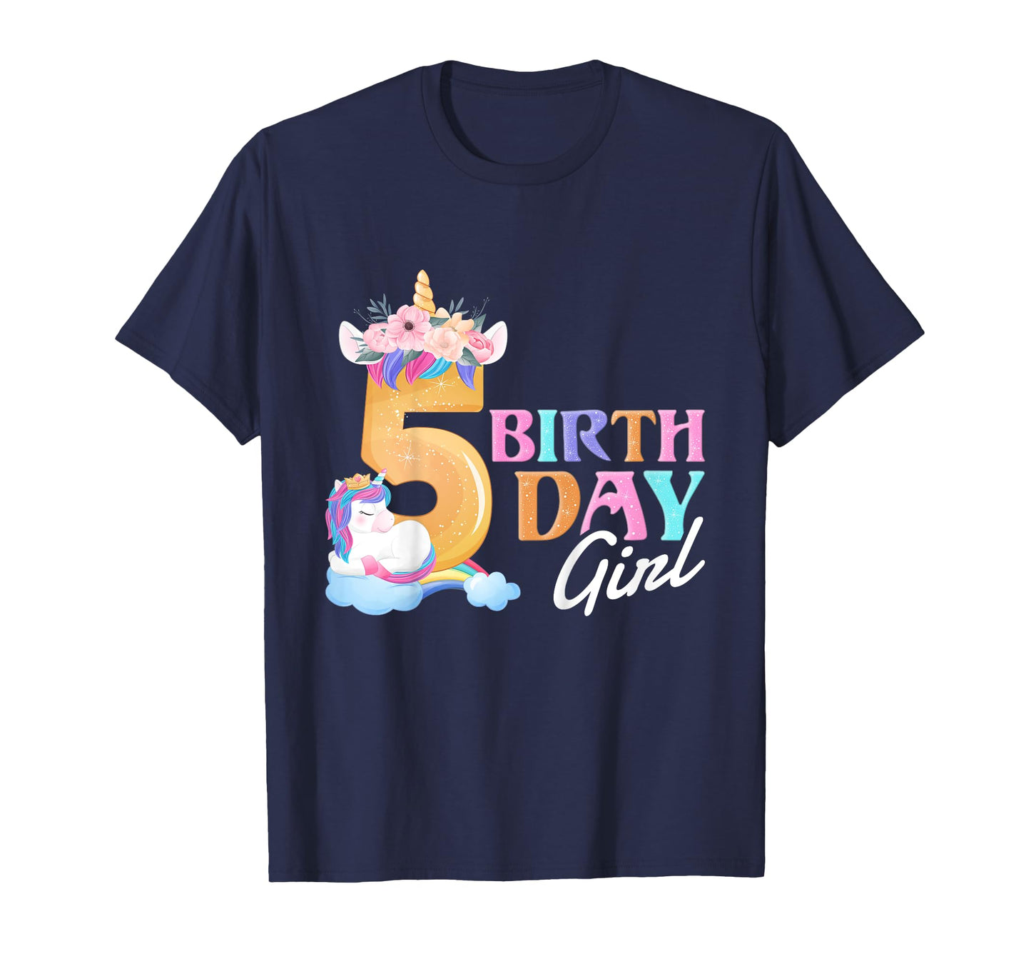5 Year Old Birthday Girl, 5th Birthday Unicorn T-Shirt