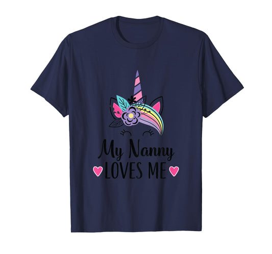 Kids My Nanny Loves Me Granddaughter Unicorn T-Shirt