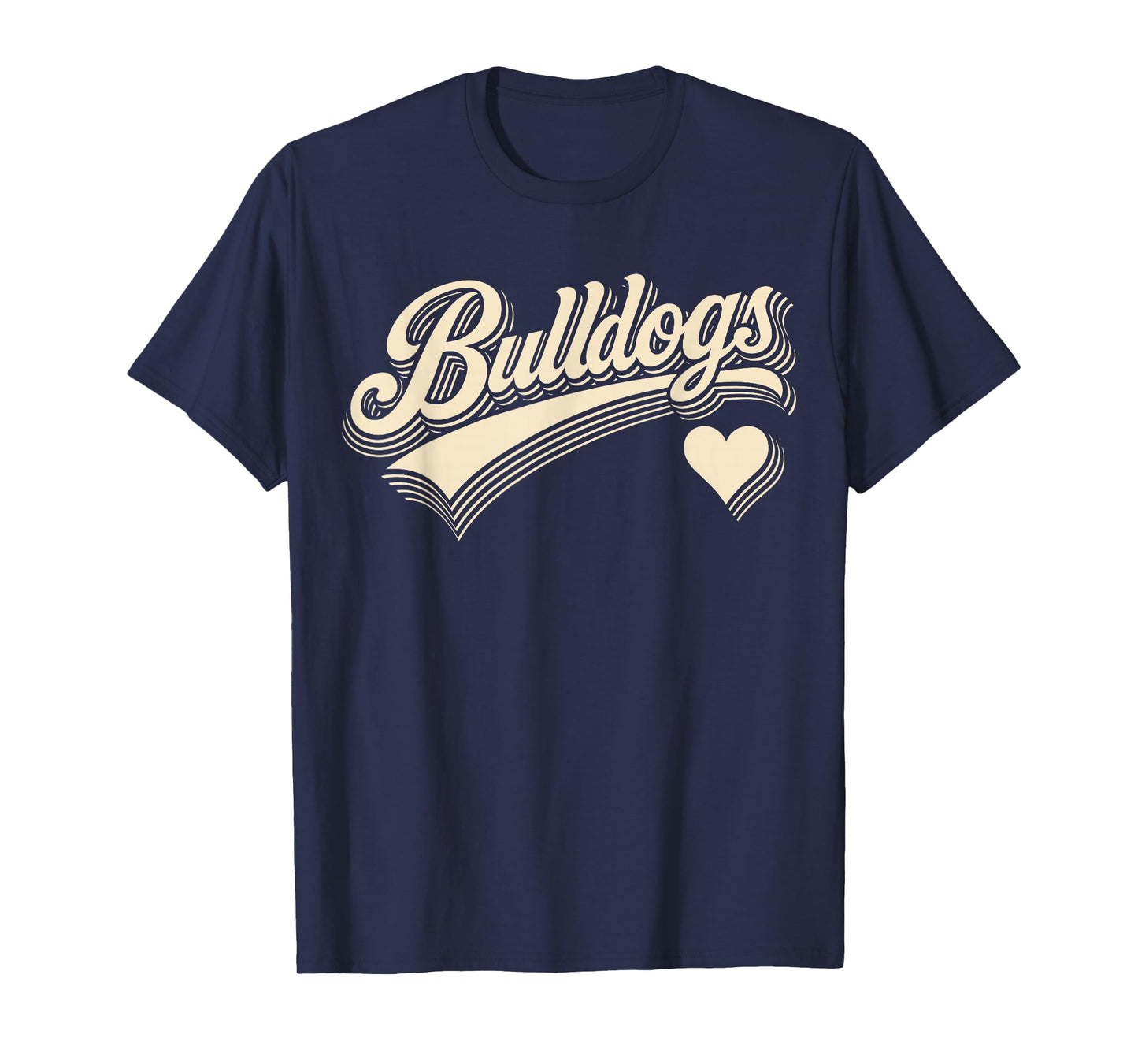 Retro Bulldogs Vintage Heart Design Gift For Men Women Kids T-Shirt
