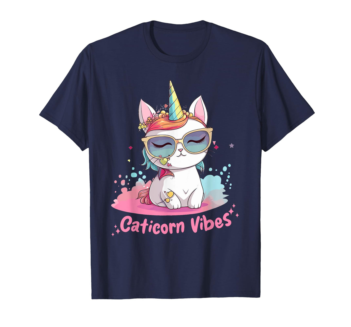 Caticorn Cat Unicorn Kawaii Rainbow Pastel Anime Chibi Men Women Kids T-Shirt