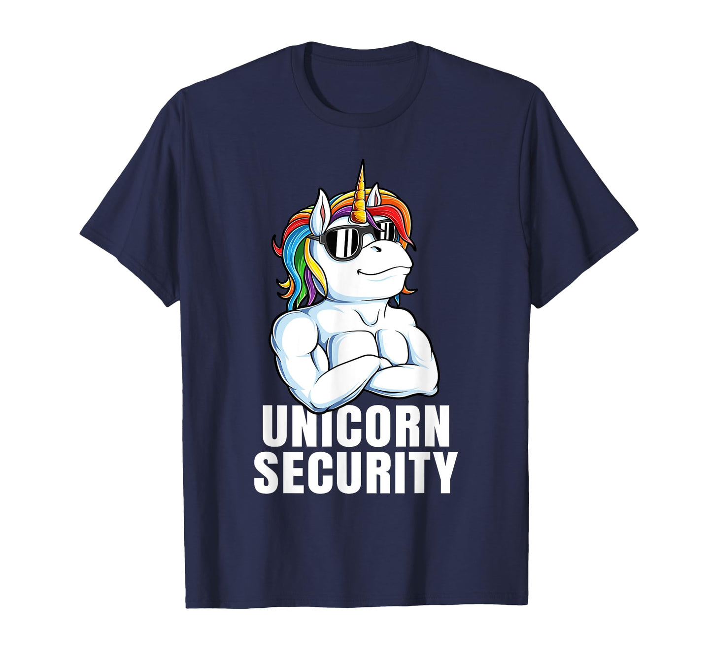 Unicorn Security Funny Rainbow Muscles Dad Unicorn T-Shirt