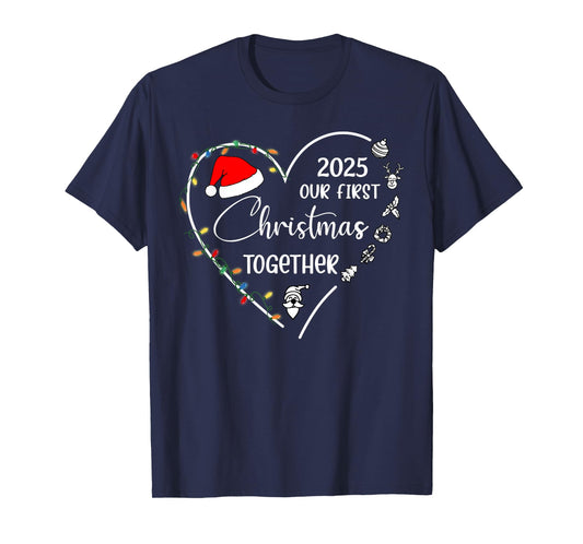 Our First Christmas Together 2025 Matching Christmas Couples T-Shirt