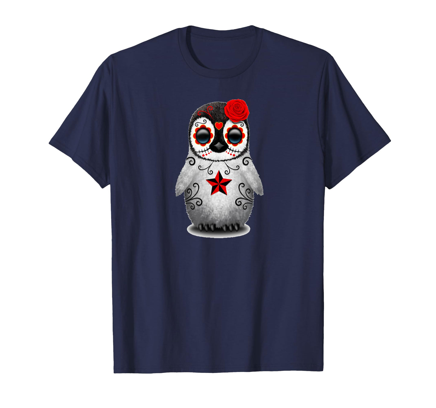 Sugar Skull Penguin Day Of The Dead Halloween T-Shirt