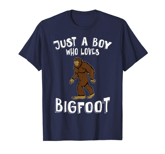 Just A Boy Who Loves Bigfoot Hunter Animal Lover Camping T-Shirt